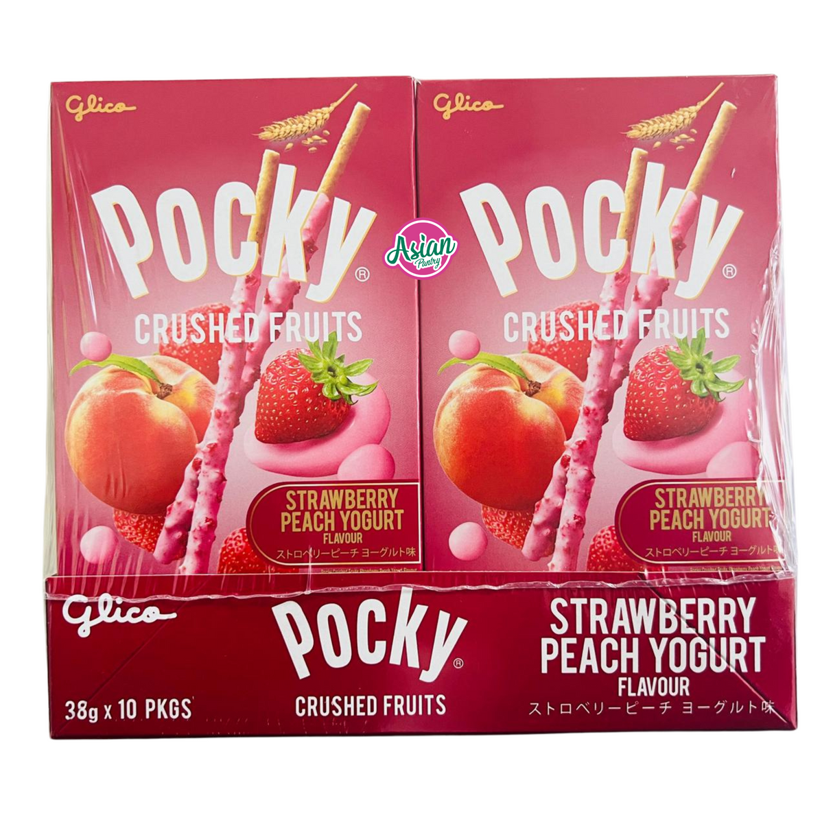 Glico Pocky Buah Hancur Strawberi Peach Yoghurt 38g