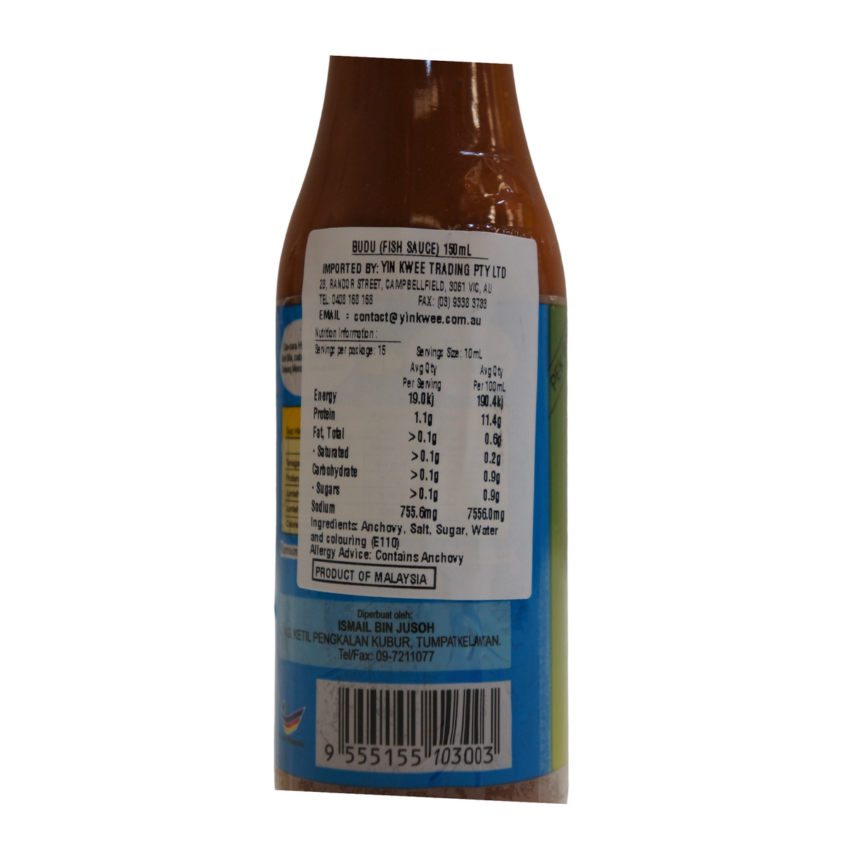 Budu Fish Sauce 150ml - Back