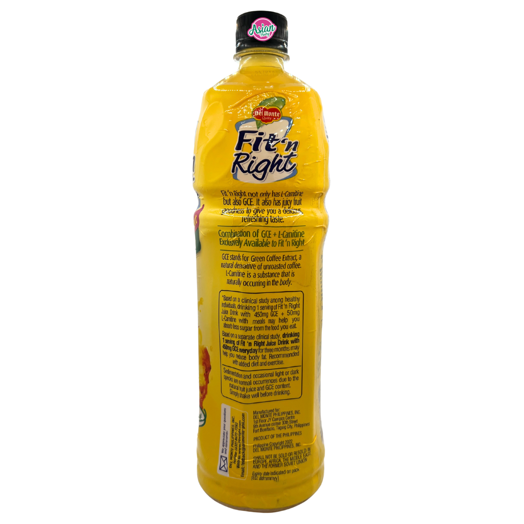 Delmonte Fit 'N Right Pineapple Juice Drink with Green Coffee Extract No Added Sugar 1L