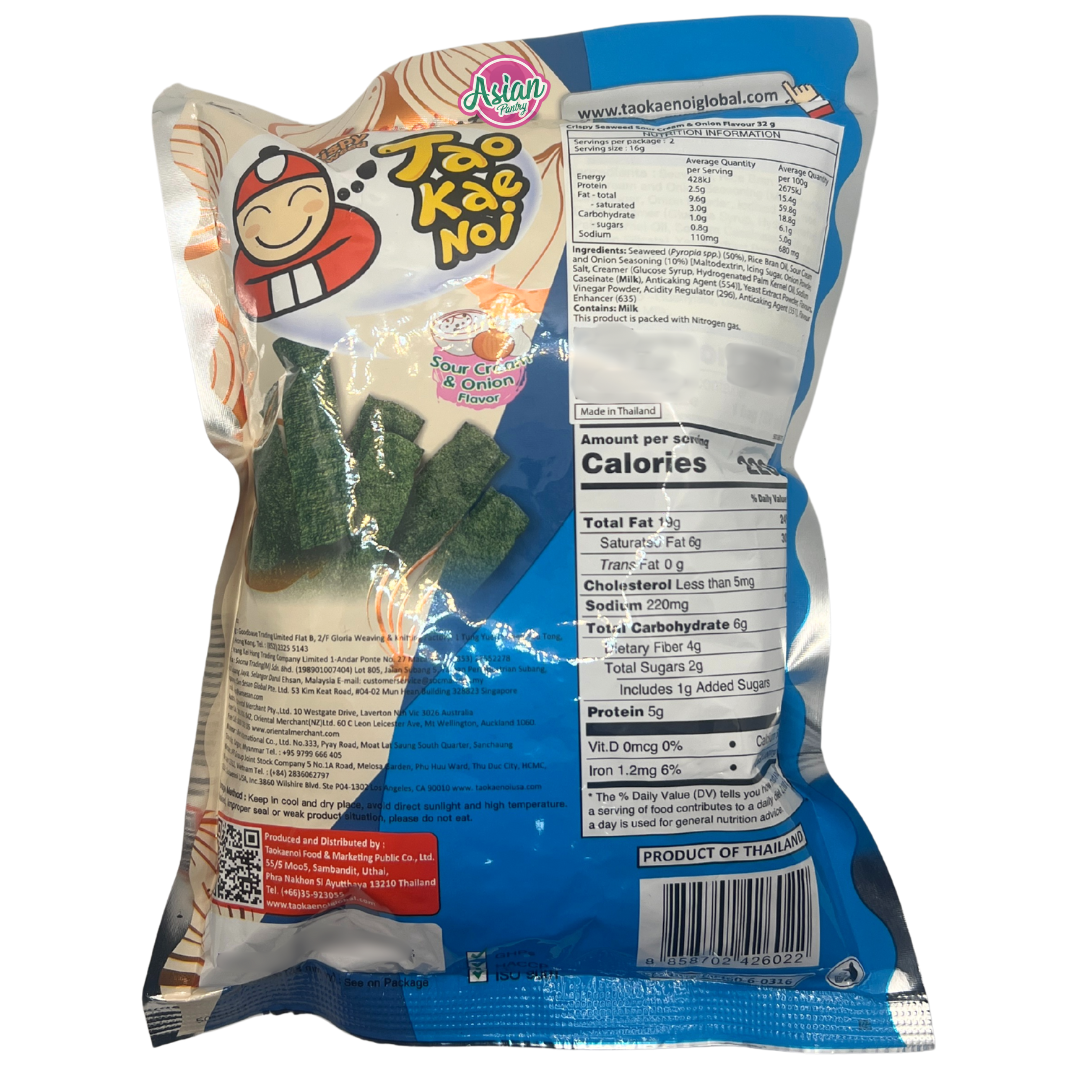 Tao Kae Noi Crispy Seaweed Sour Cream & Onion Flavour 32g