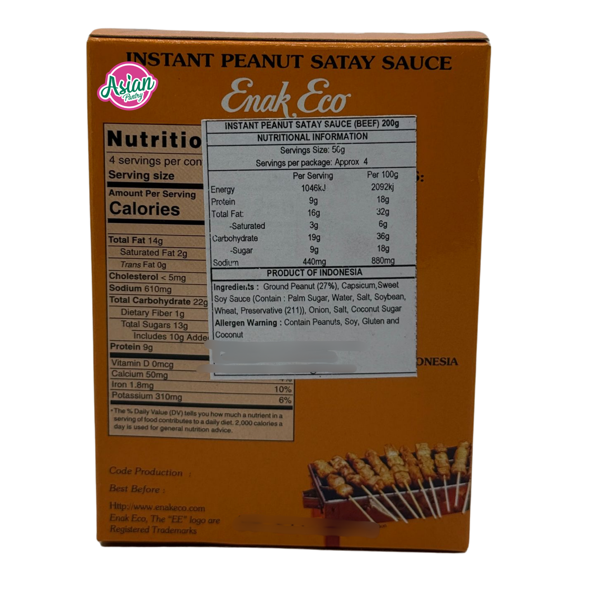 Enak Eco Beef Satay Seasoning Mix 200g - Image 3