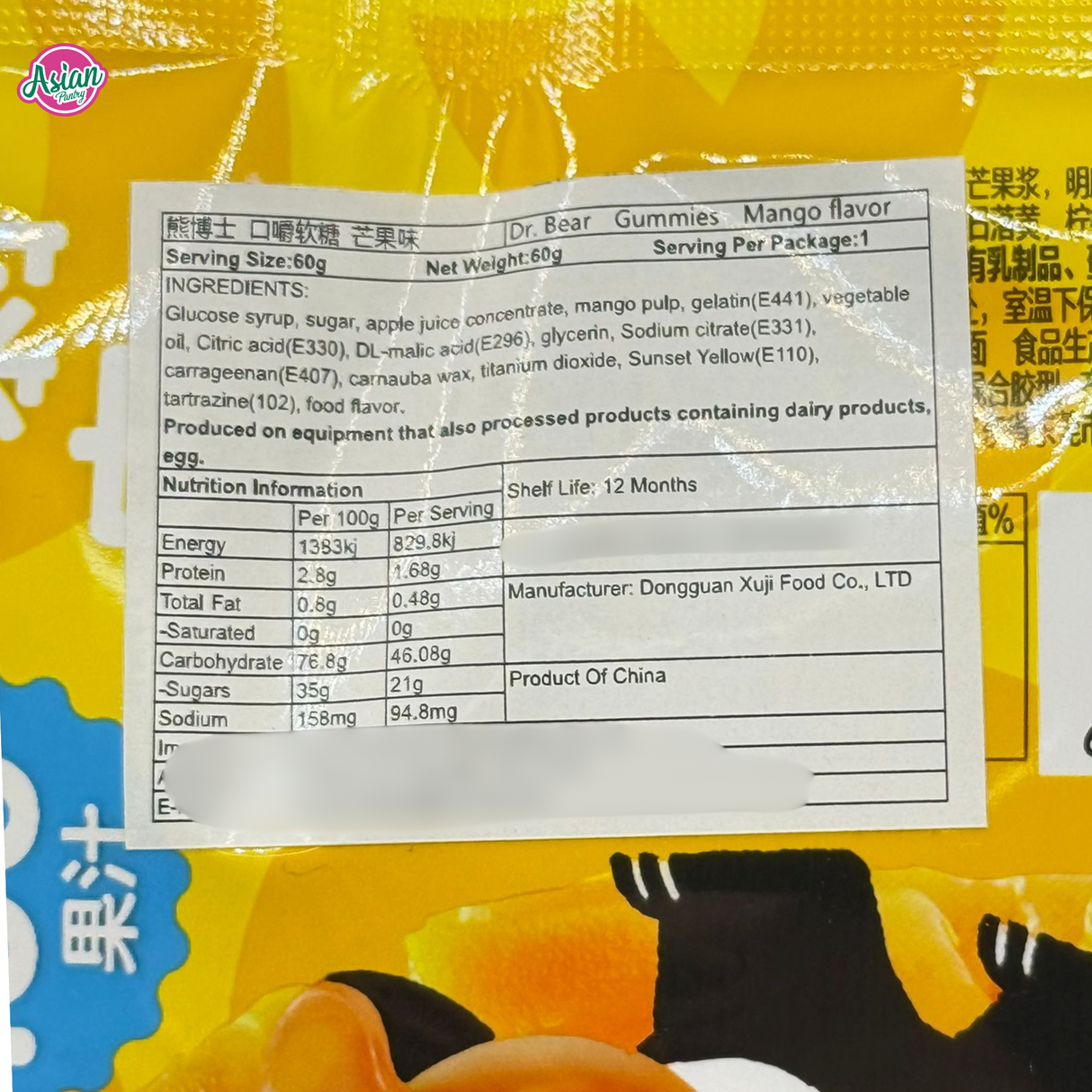 Dr. Bear Fruit Jelly Mango Flavour 60g