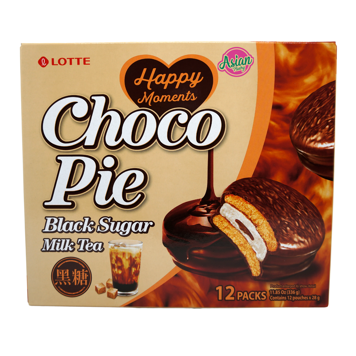 Lotte Choco Pie Black Sugar Milk Tea 12pcs 336g