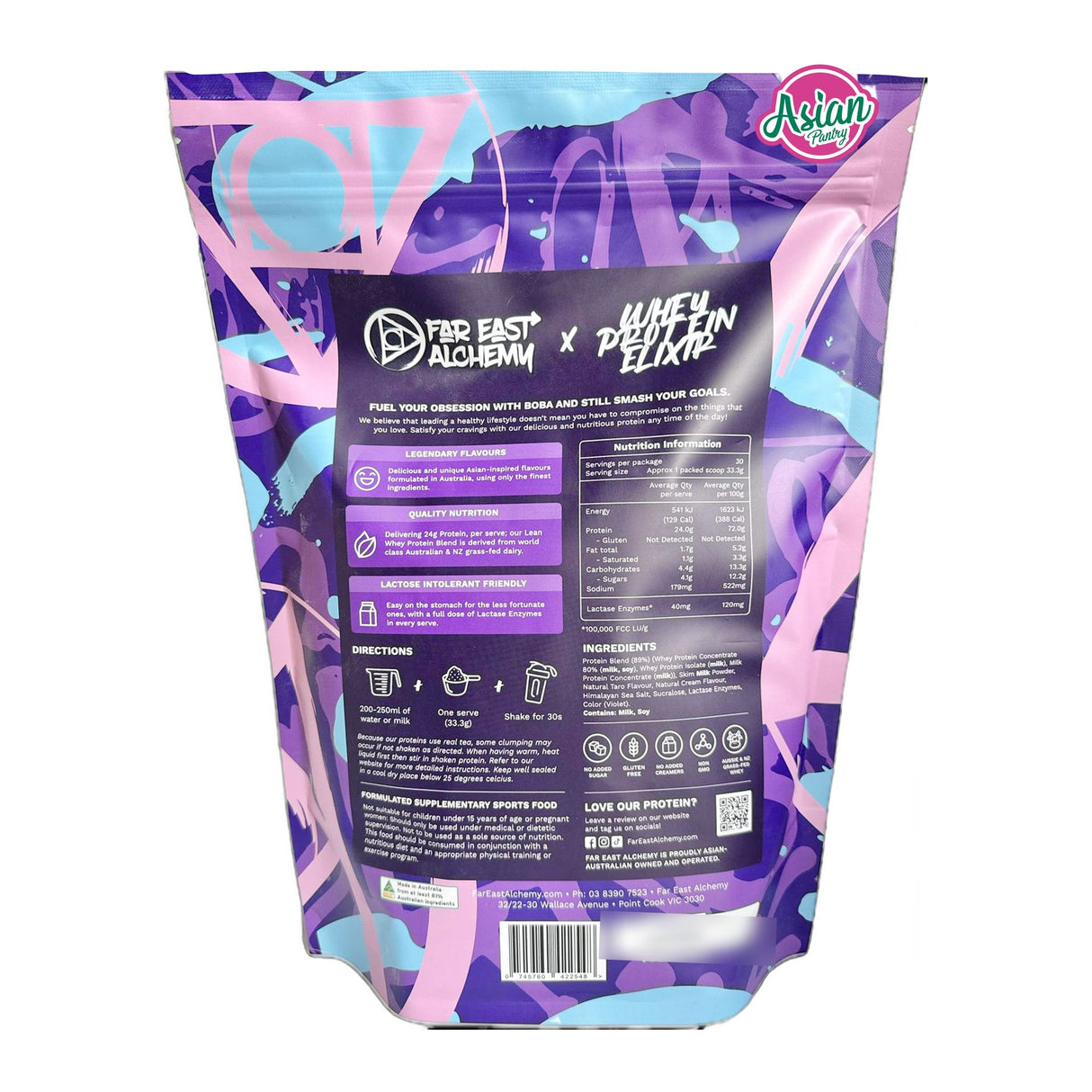 Far East Alchemy Whey Protein Elixir Taro Milk Tea 1kg