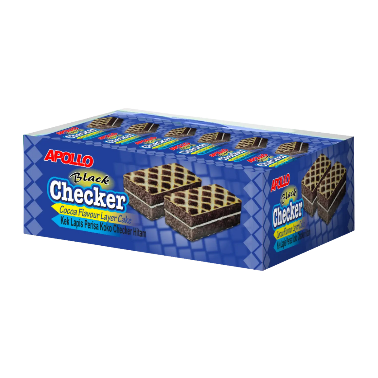 Apollo Black Checker Cocoa Flavour Layer Cake 24pk