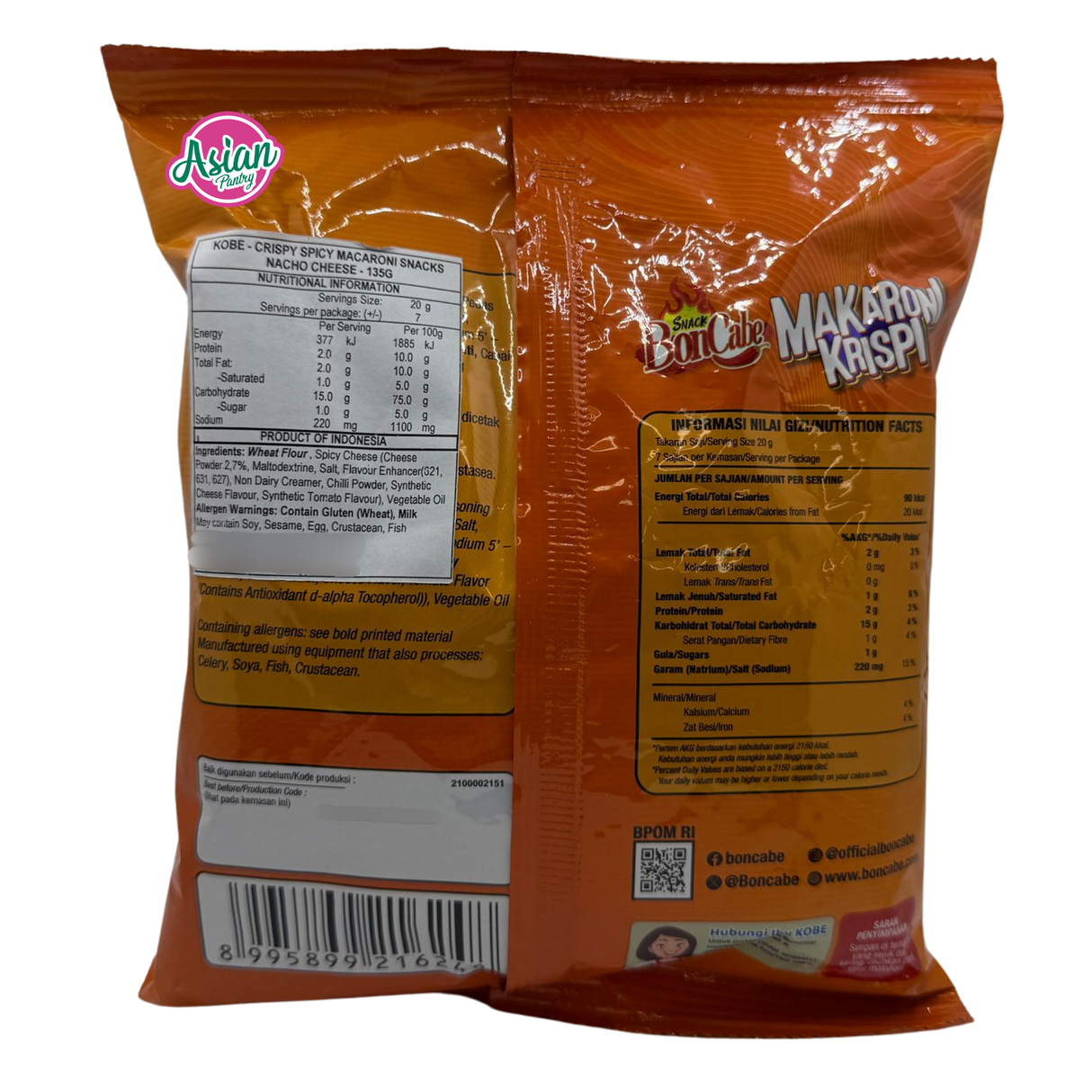 Kobe Makaroni Krispi Macaroni Snack Nacho Cheese 135g