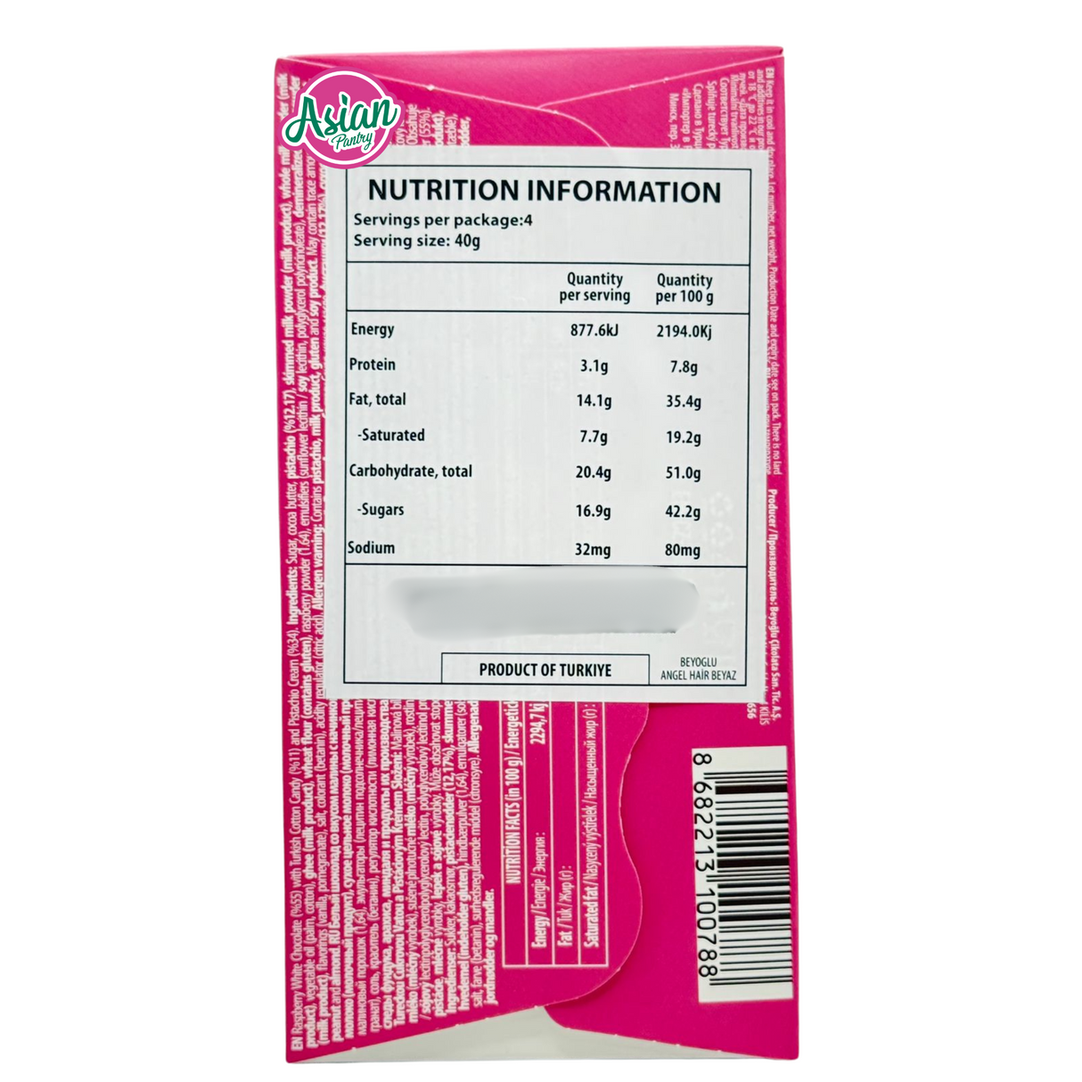 Beyoglu Dubai Chocolates Angel Hair Raspberi Coklat Diisi dengan Pistachio dan Gula-gula Kapas 160g