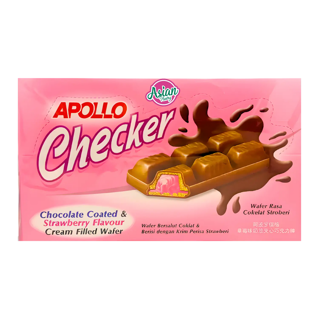 Apollo Checker Chocolate Coated & Strawberry Flavour Cream Filled Wafer 24pk