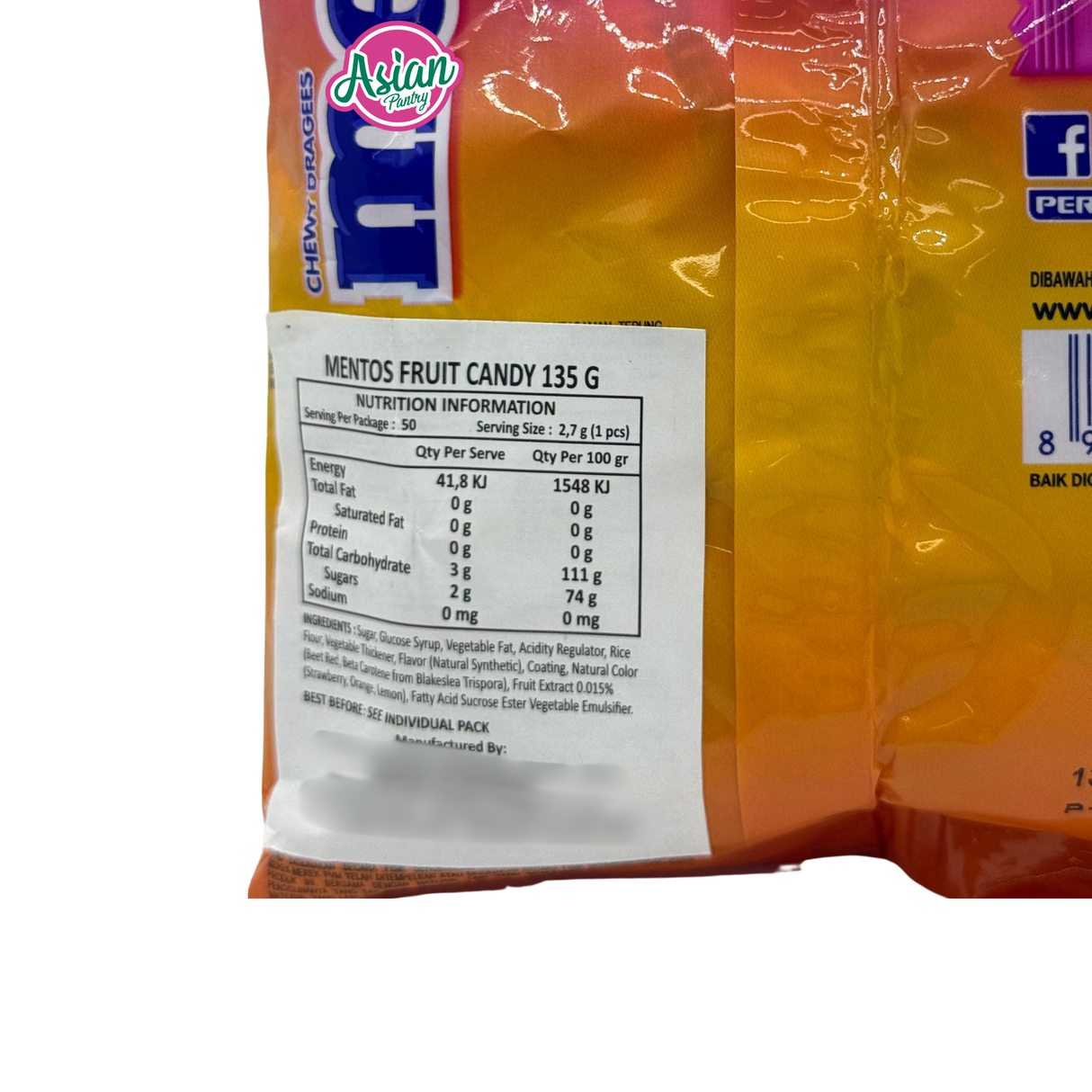 Tin Gula-gula Buah Mentos 135g