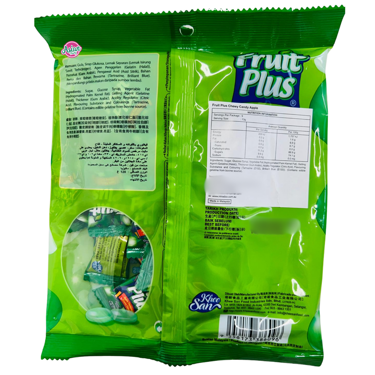 Fruit Plus Chewy Candy Apple Flavour 120g - Back