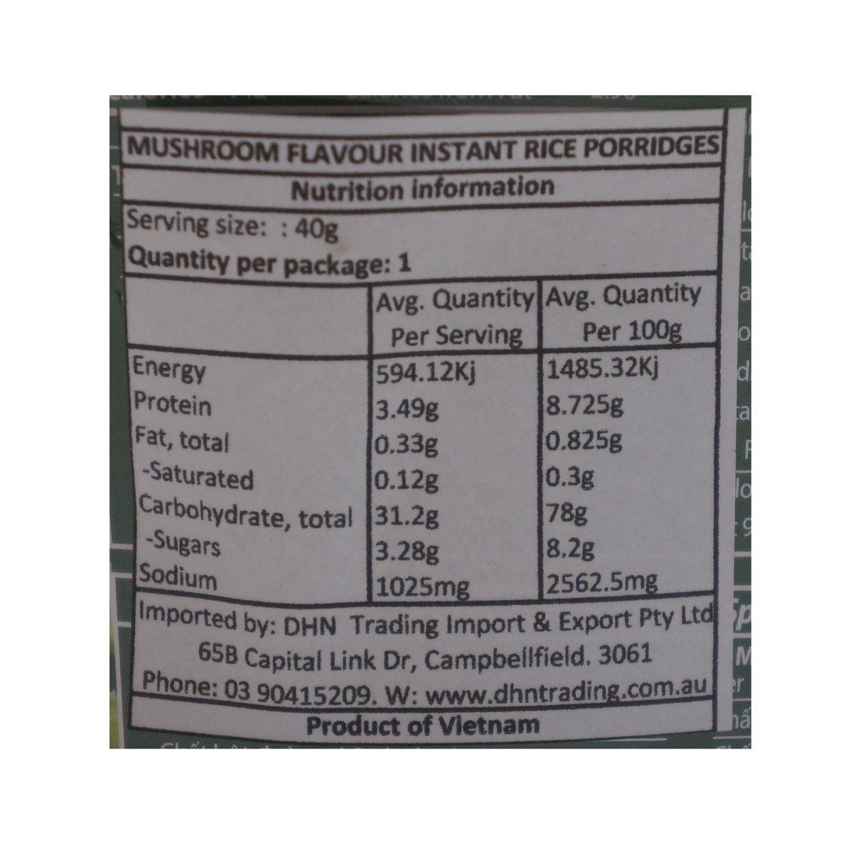 Chao Nam 即食粥碗 蘑菇味 40g