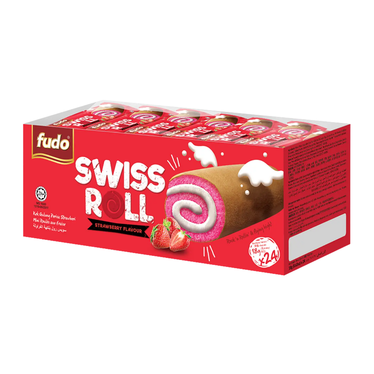 Fudo Swiss Roll Strawberry 24pk