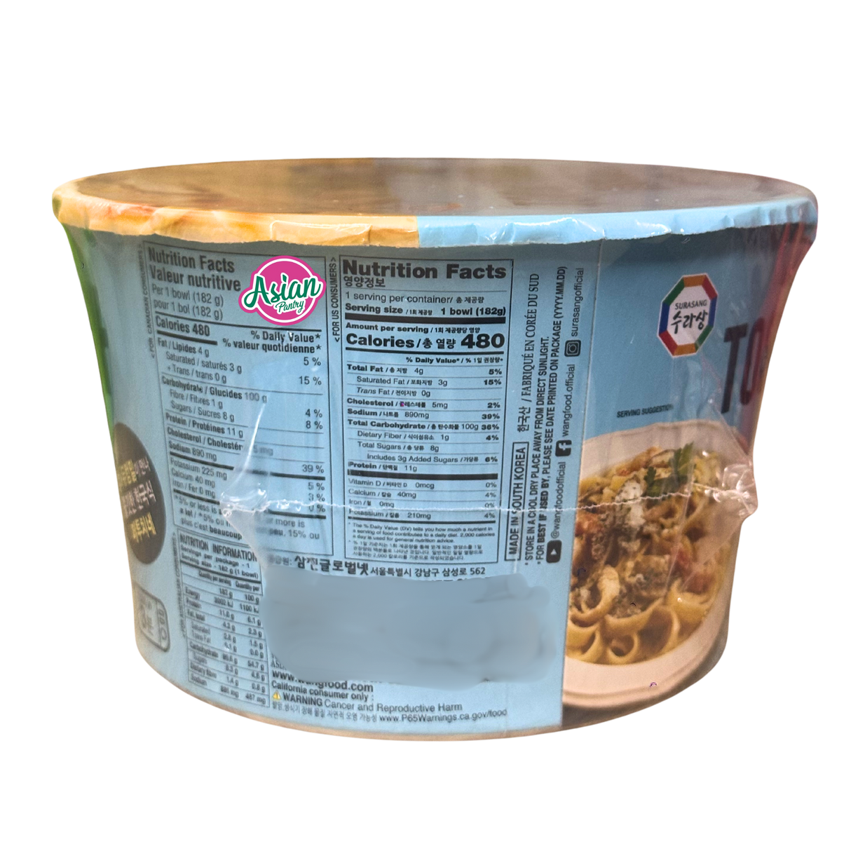 Surasang Toowomba Pasta in Bowl 182g - Back