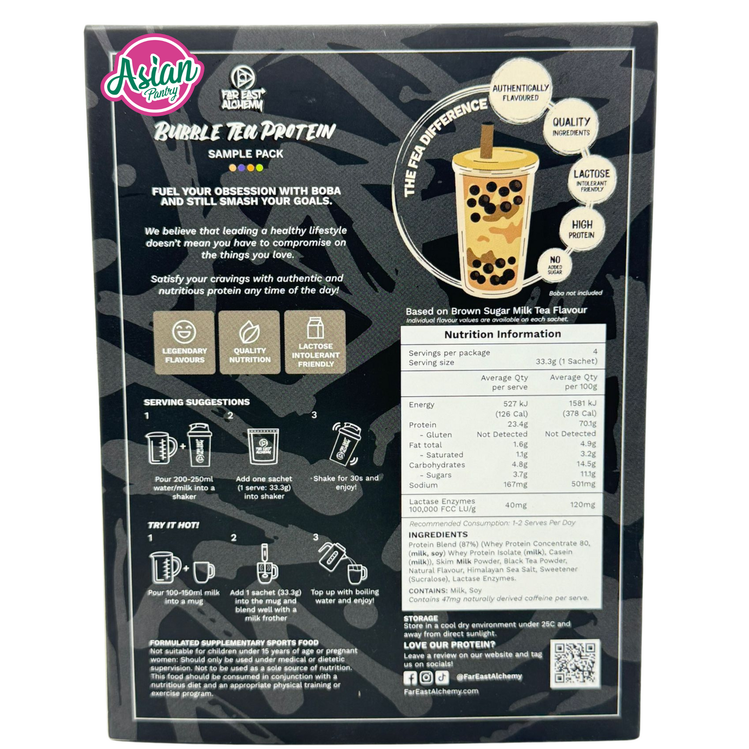 Far East Alchemy Whey Protein Elixir Bubble Tea Protein (4 perisa utama) 132g