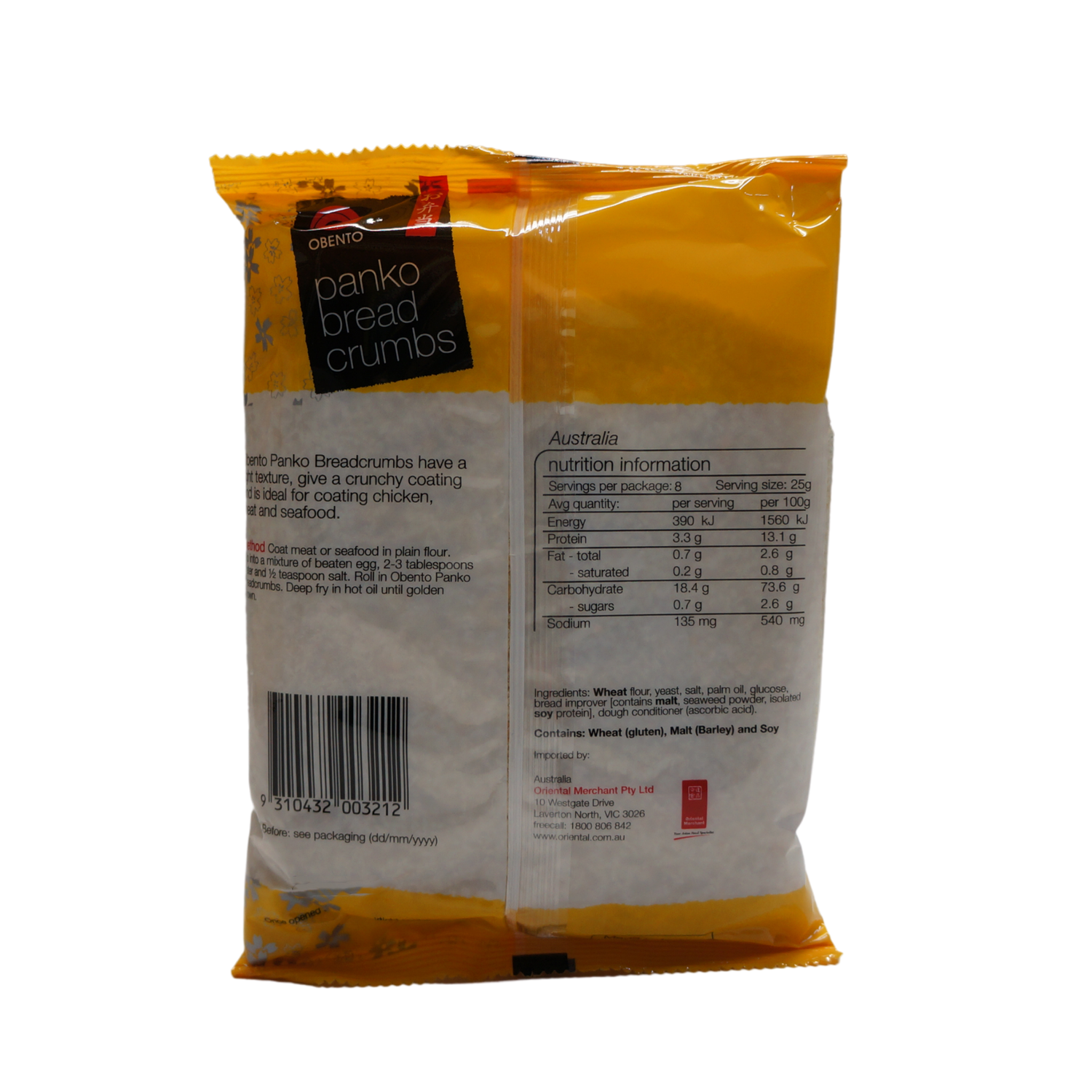 Obento Panko Bread Crumbs 200g Back