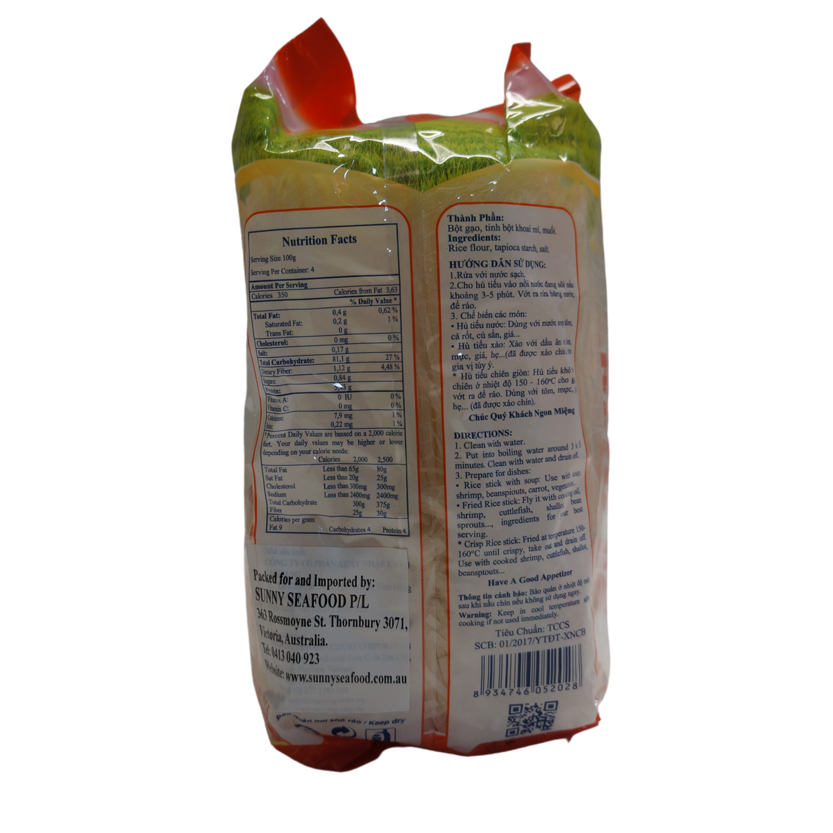 Sa Giang Gluten Free Hu Tieu Noodles 400g Back