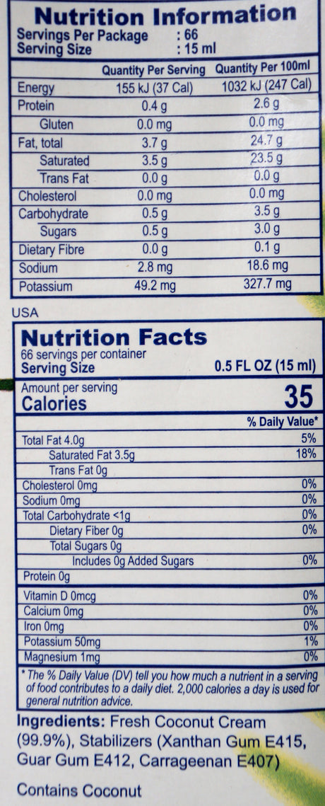 Kara UHT Coconut Cream 1000ml Back