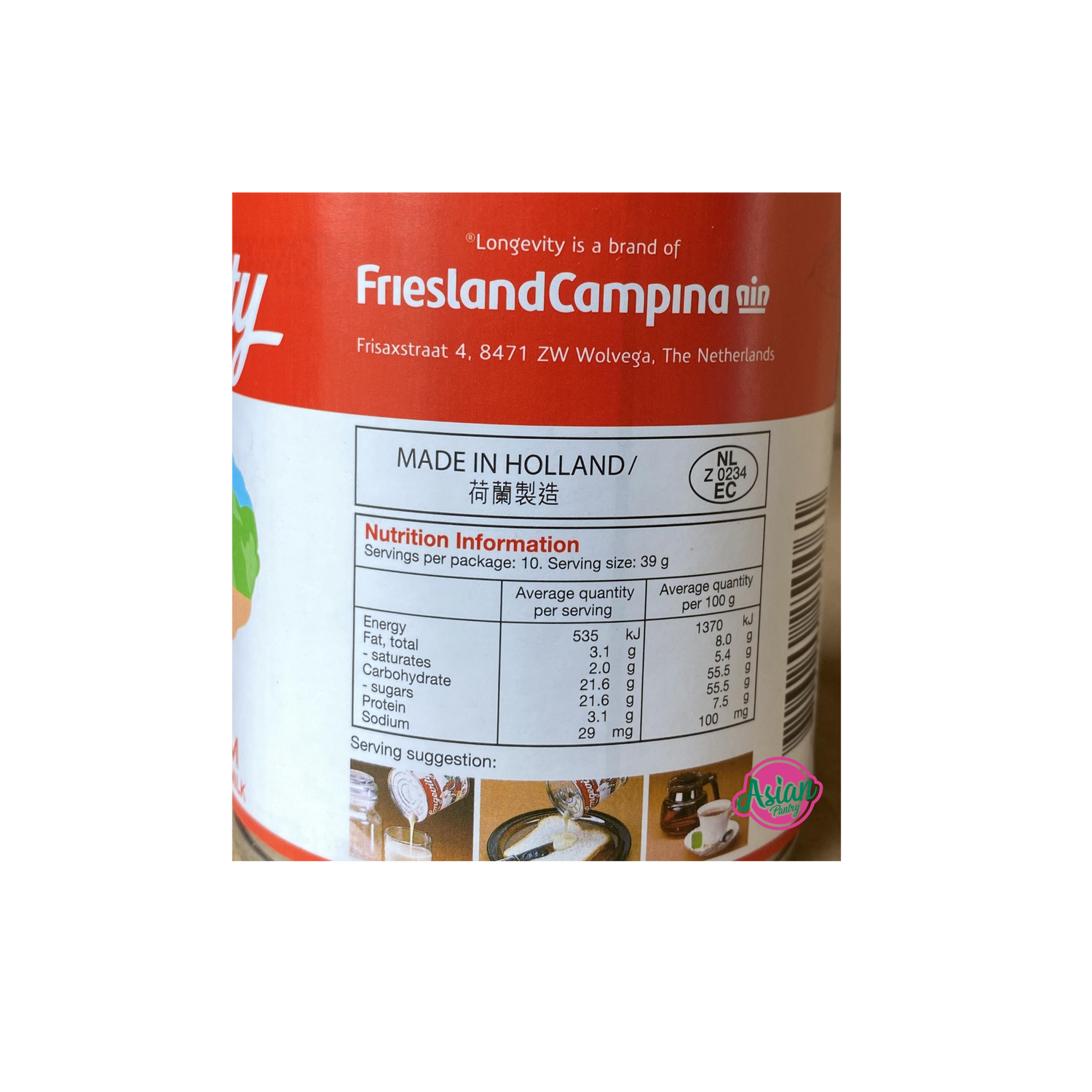Longevity Sweetened Condensed Milk 397g Back
