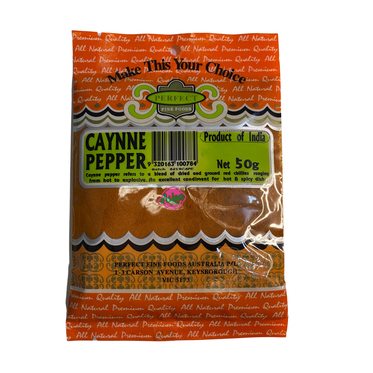 Perfect Fine Foods Cayenne Pepper 50g Front