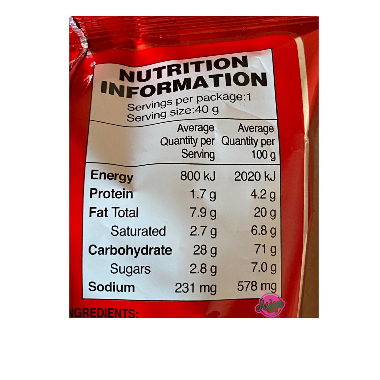 Nongshim Onion Flavoured Rings Hot & Spicy 40g Back