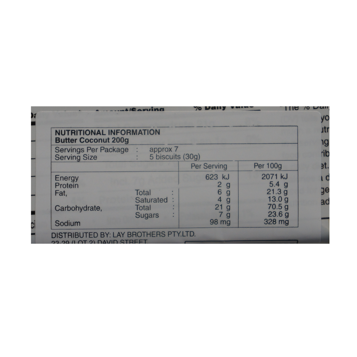 Khong Guan Butter Coconut Biscuits 200g Back