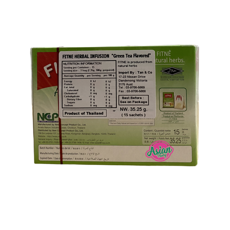Fitne Herbal Infusion Green Tea Flavoured 35g Back