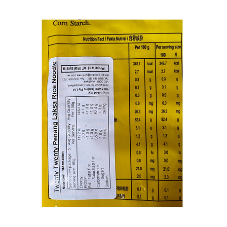 Twenty Twenty Penang Laksa Rice Noodle 400g Back