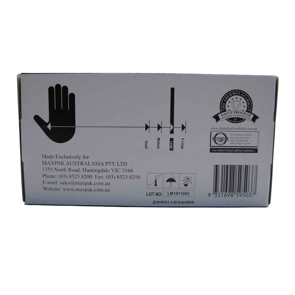 Maxvalu Blue Nitrile Gloves Large 100pcs Back