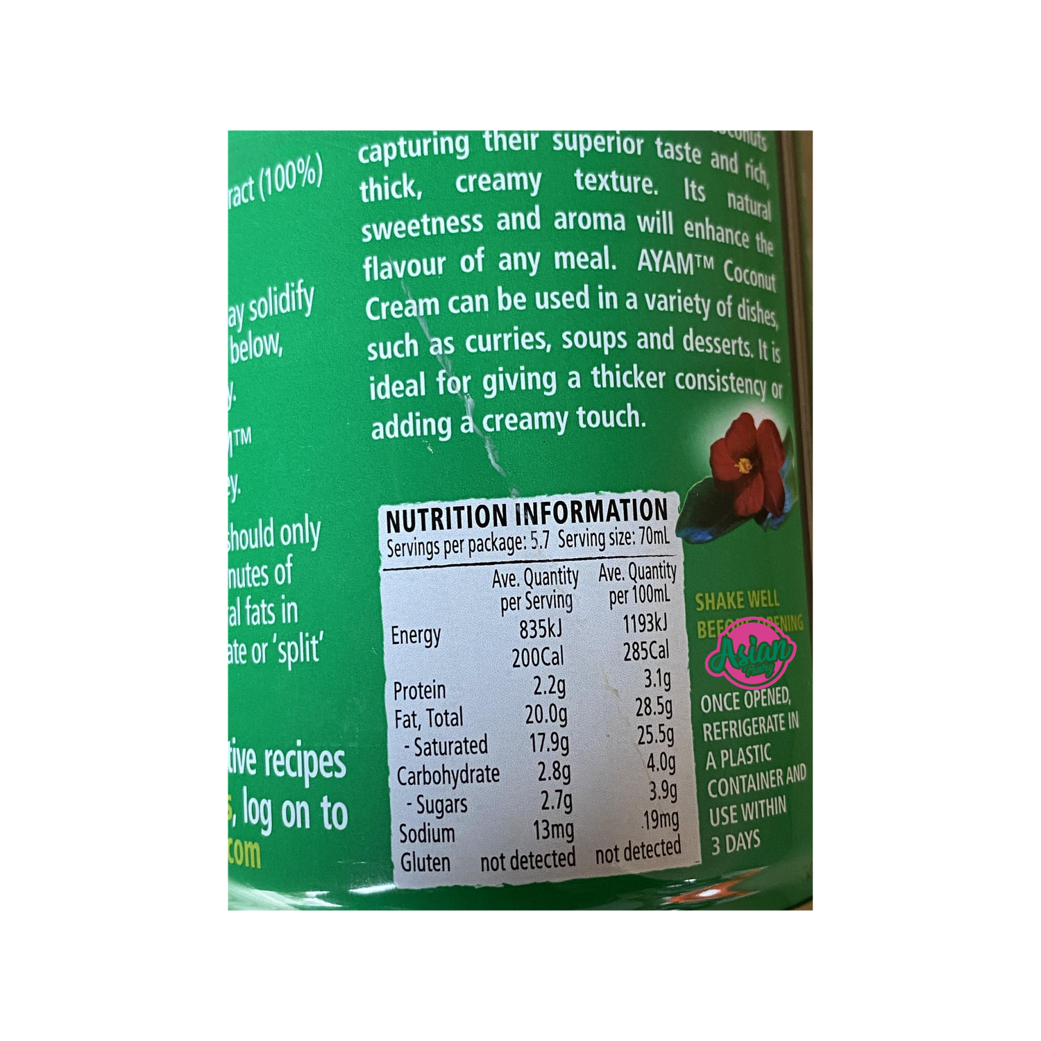 Ayam Brand Pure Coconut Cream 400ml Back