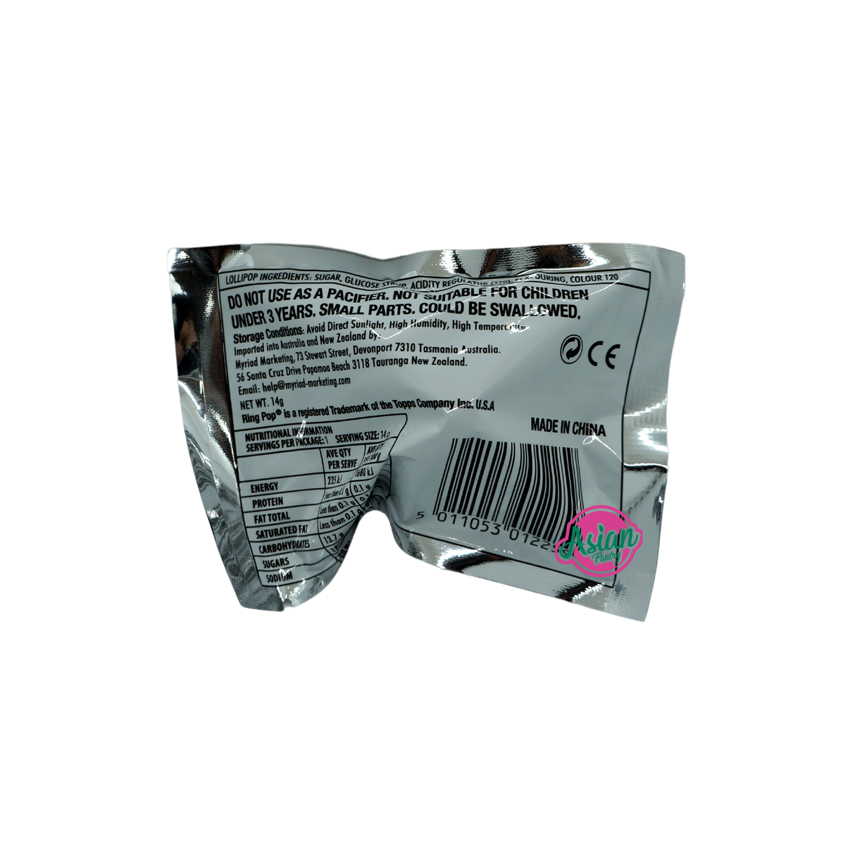 Topps Ring Pop Strawberry 14g Back