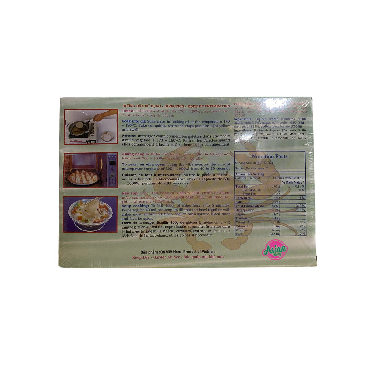 Sa Giang Tapioca Crab Crackers 200g Back