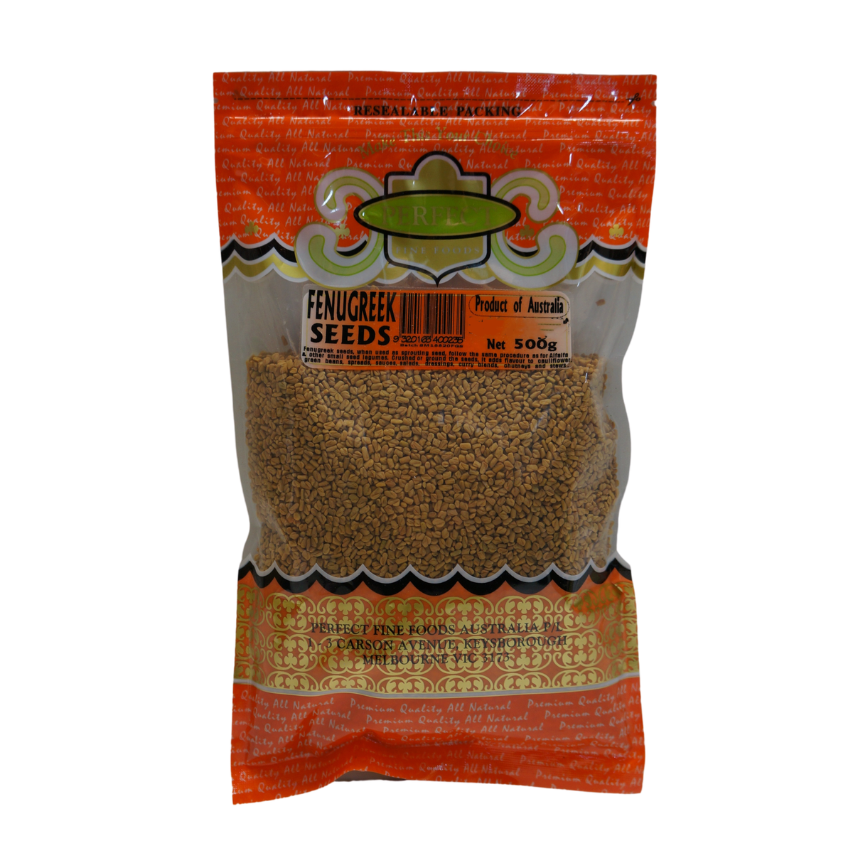 Perfect Fine Foods Fenugreek Seeds 500g Front