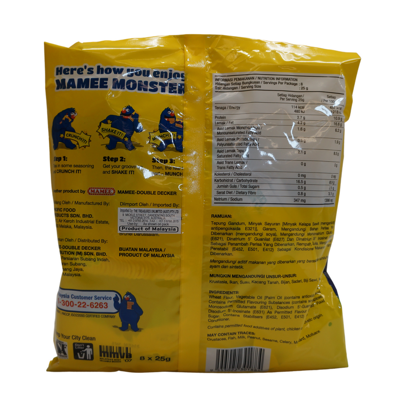 Mamee Monster Noodle Snack Chicken 8pk 200g Back
