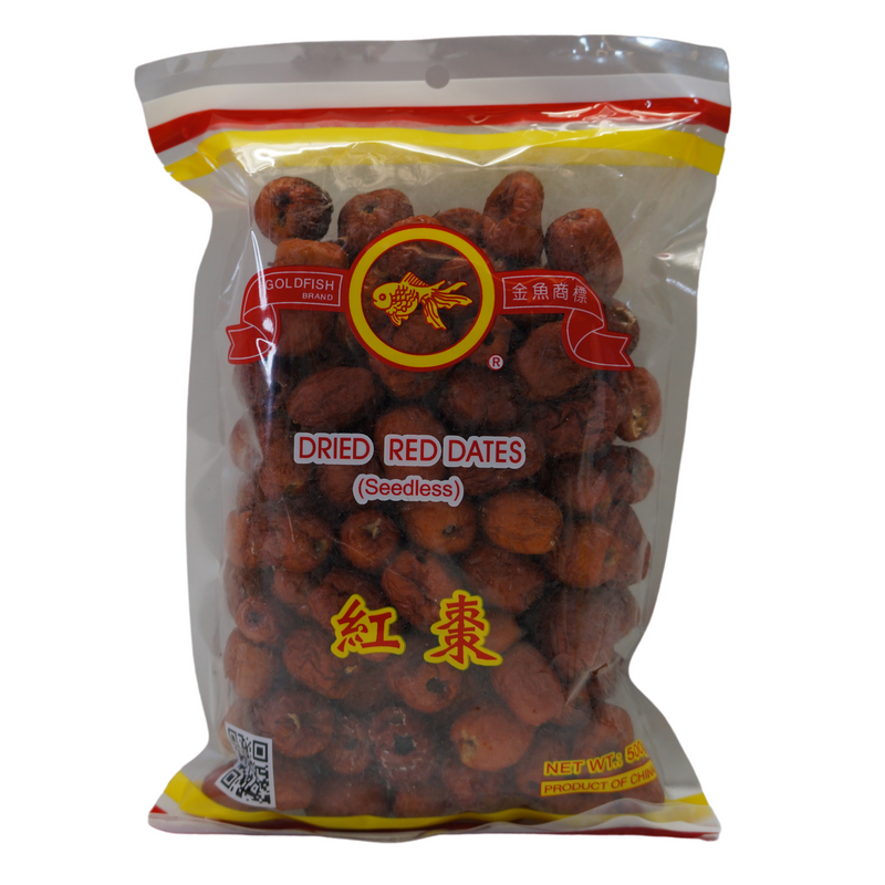 Goldfish Brand Dried Red Dates Seedless 500g Front