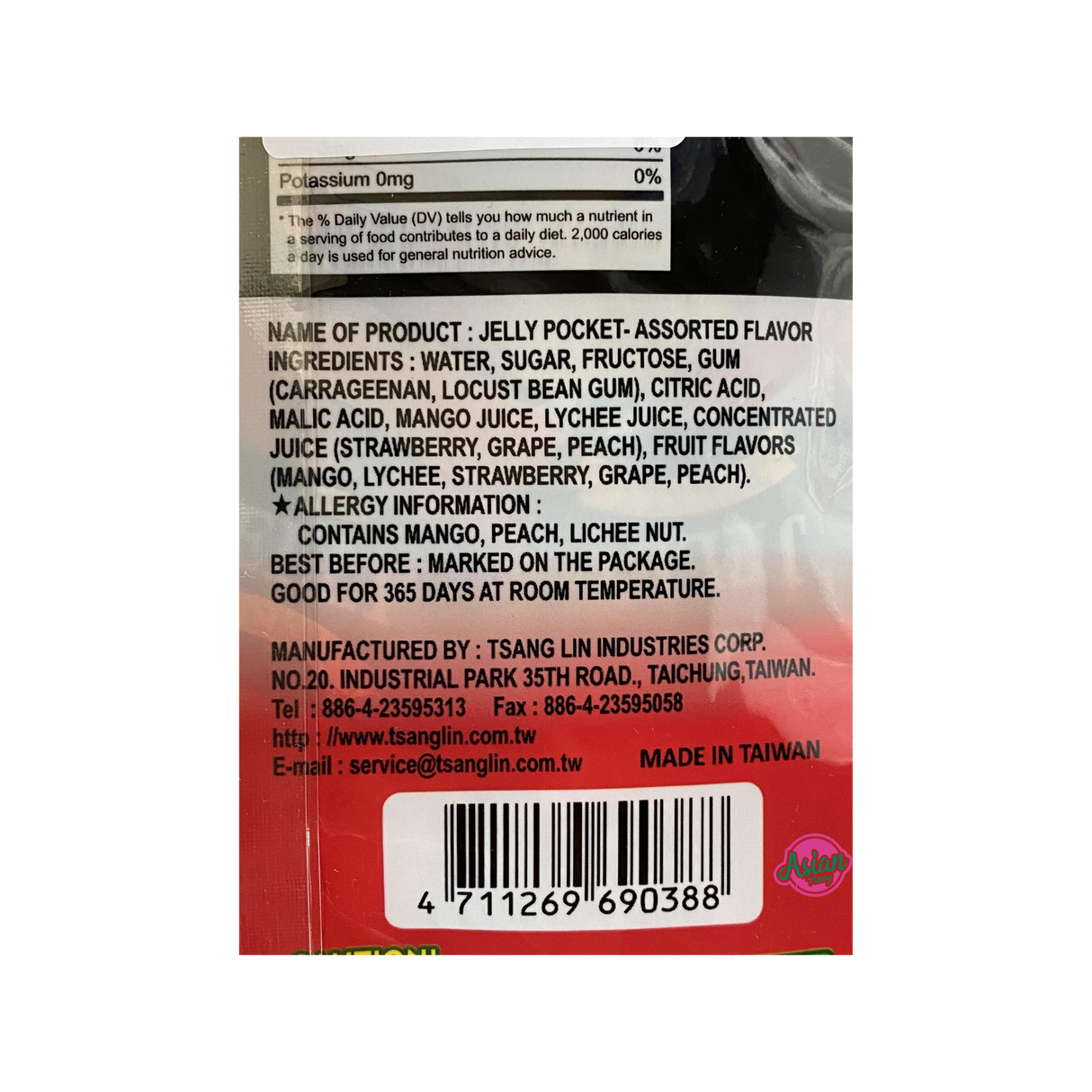 ABC Assorted Jelly Pocket 240g Nutritional Information & Ingredients