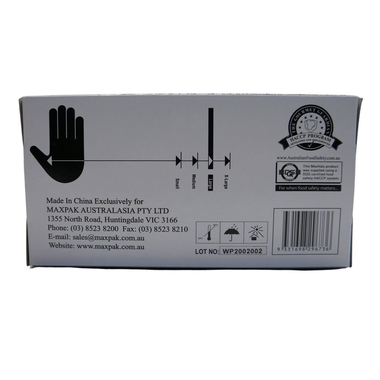 Maxvalu Vinyl Gloves Large (Powdered) 100pcs Back