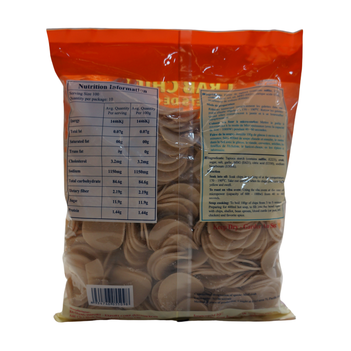 Sa Giang Crab Chips 1kg Back