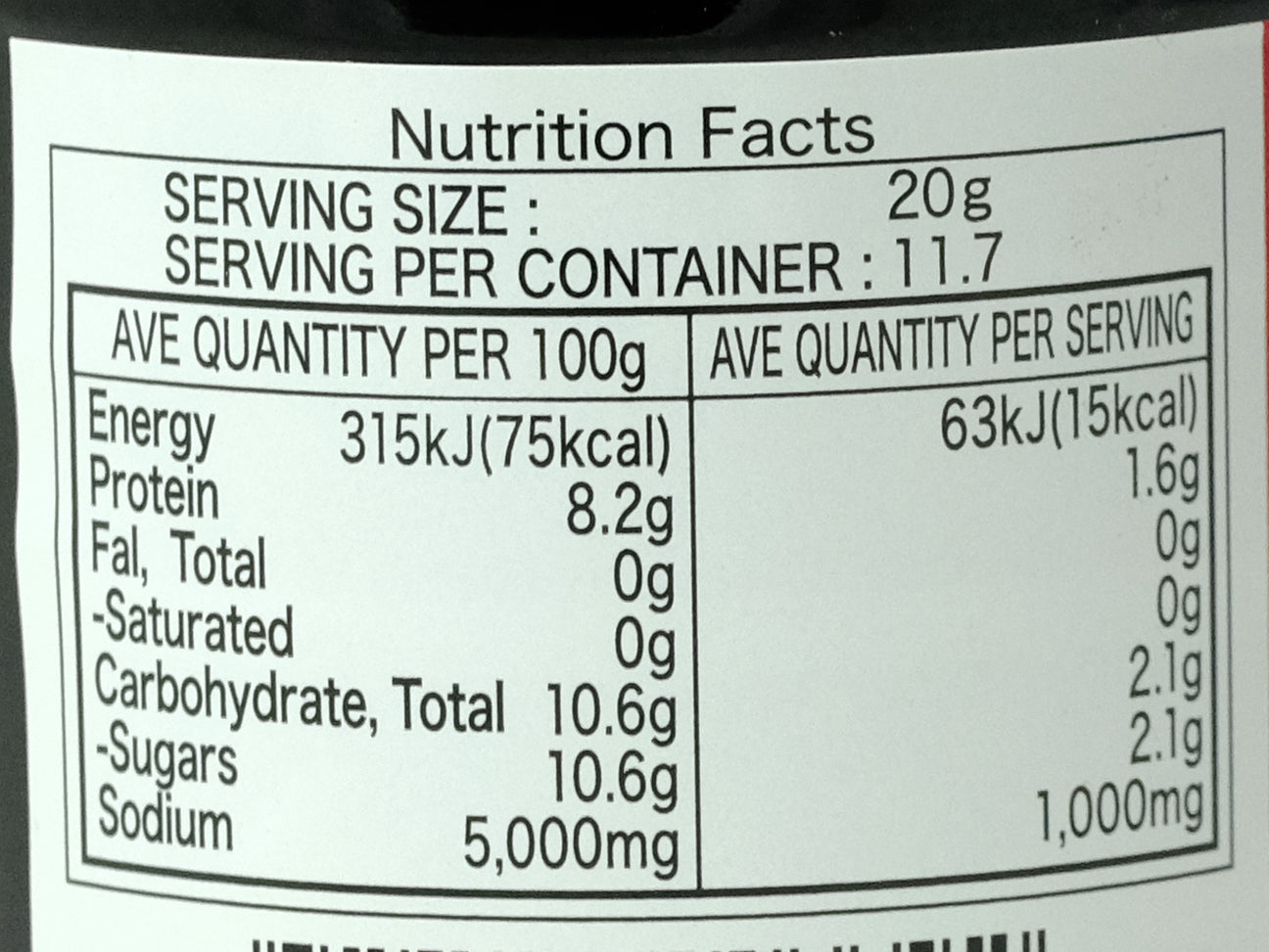 Kido Sashimi Soy Sauce 200ml Nutritional Information & Ingredients