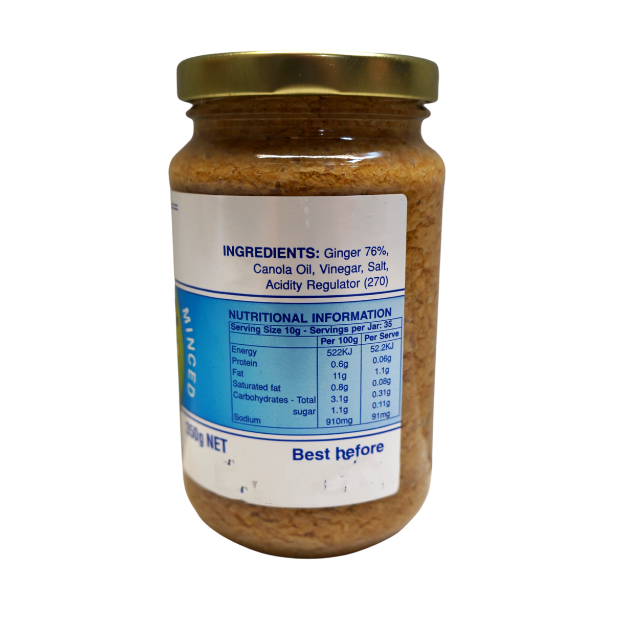 ICS Foods Minced Ginger 350g Back