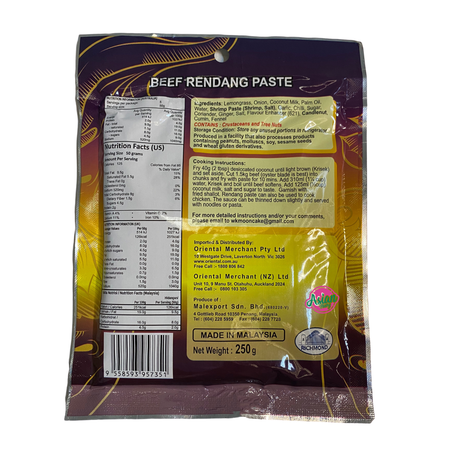 Richmond Brand Beef Rendang Paste 250g Back