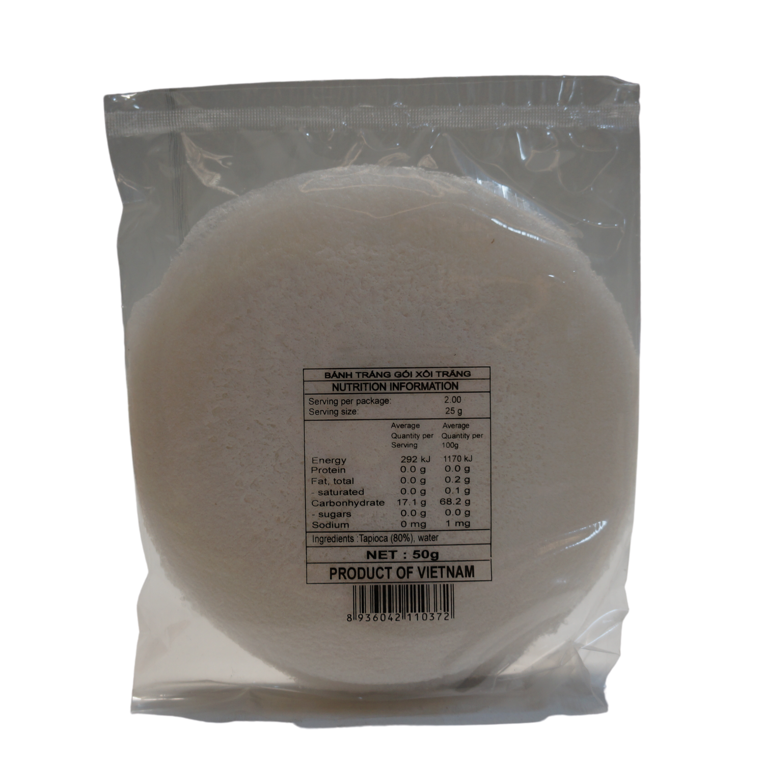 Horse Brand Tapioca Wrapper White 50g Back