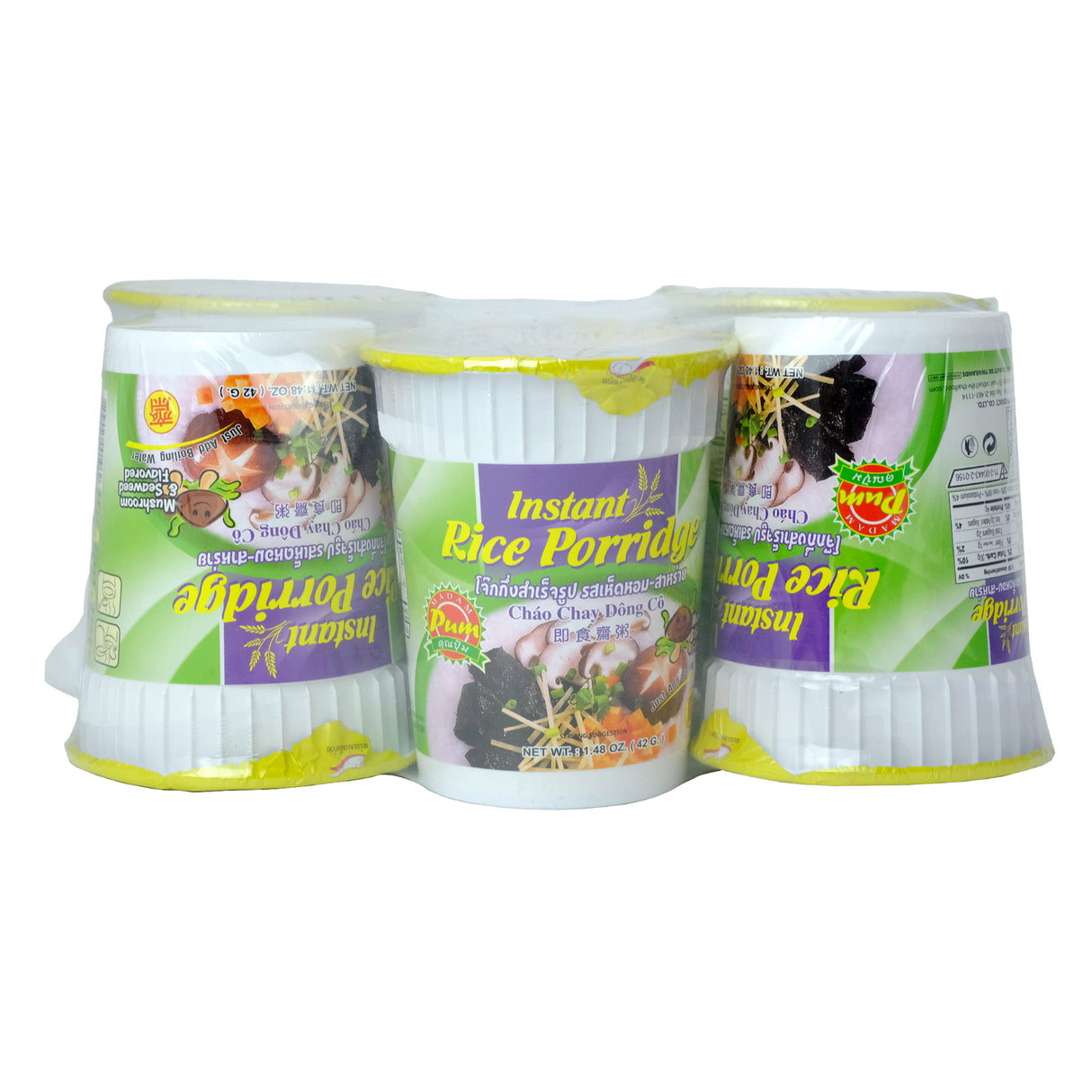Madam Pum Jok Cup Mushroom & Seaweed 6PK 252g Back