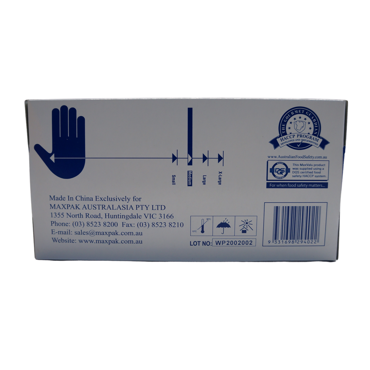 Maxvalu Powder Free Vinyl Gloves Medium 100pcs Back