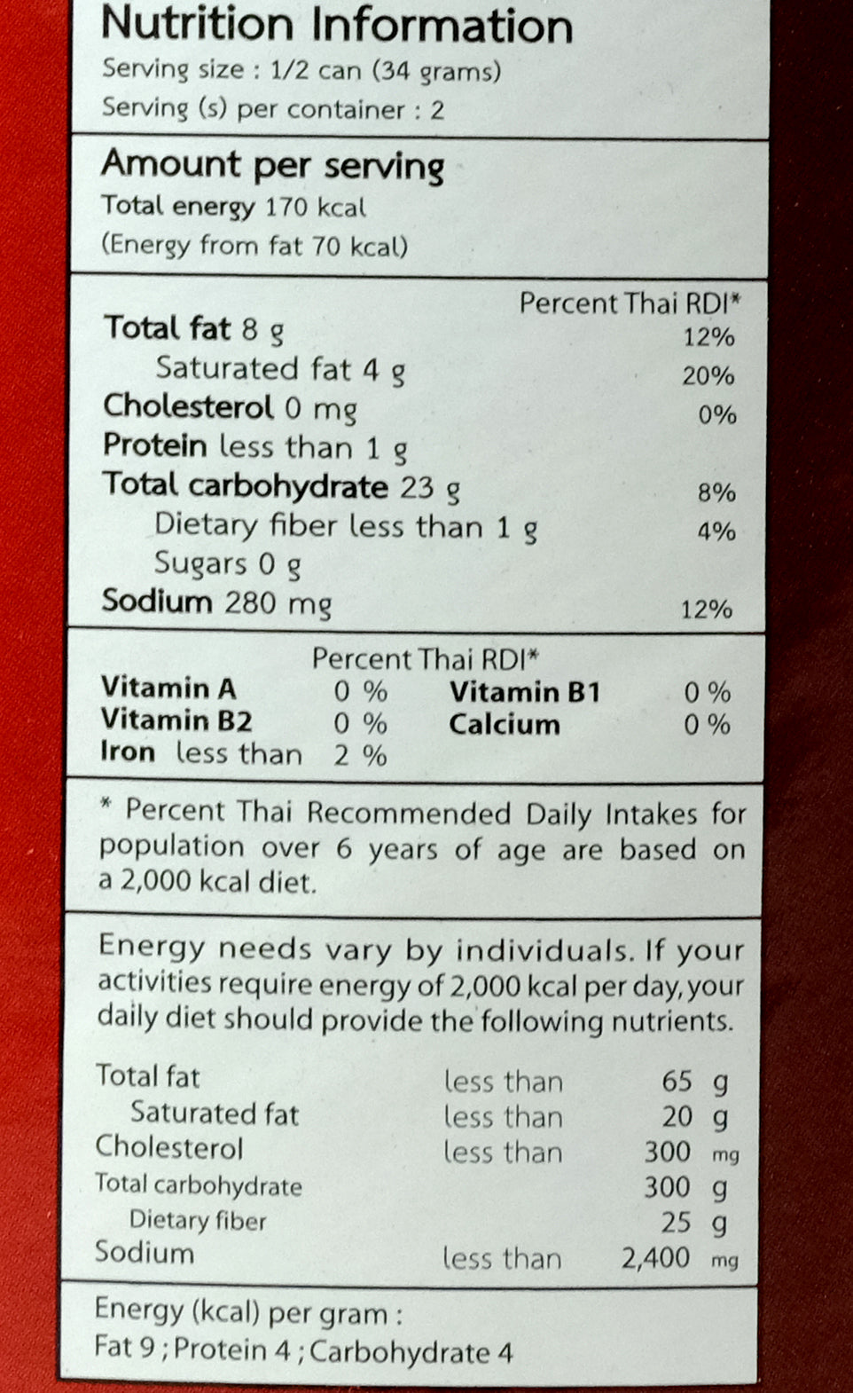 FF Potae Potato Snack 68g Nutritional Information & Ingredients
