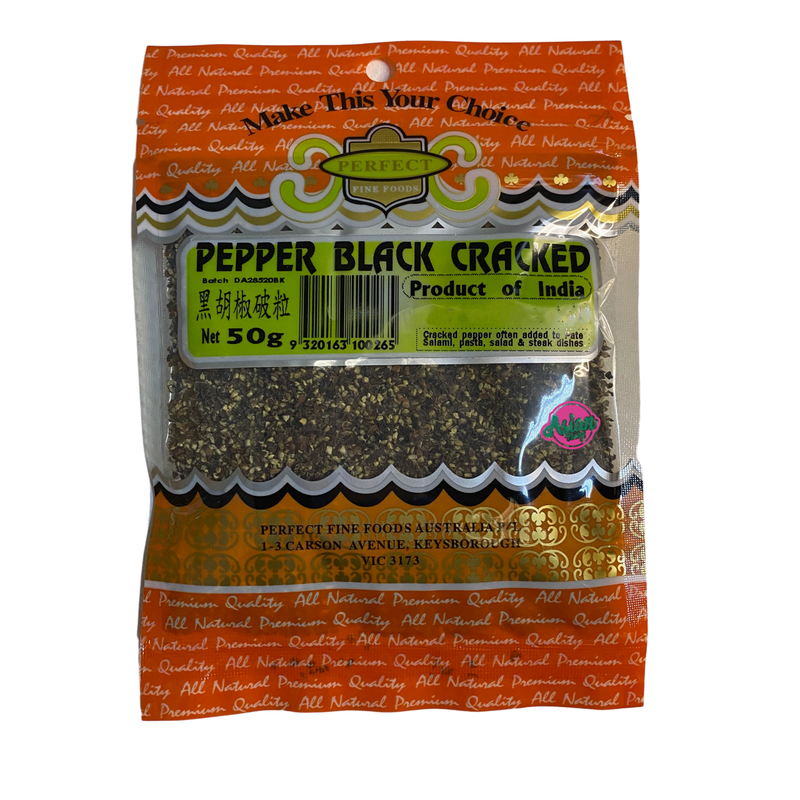 Perfect Fine Foods Black Pepper Cracked 50g Front