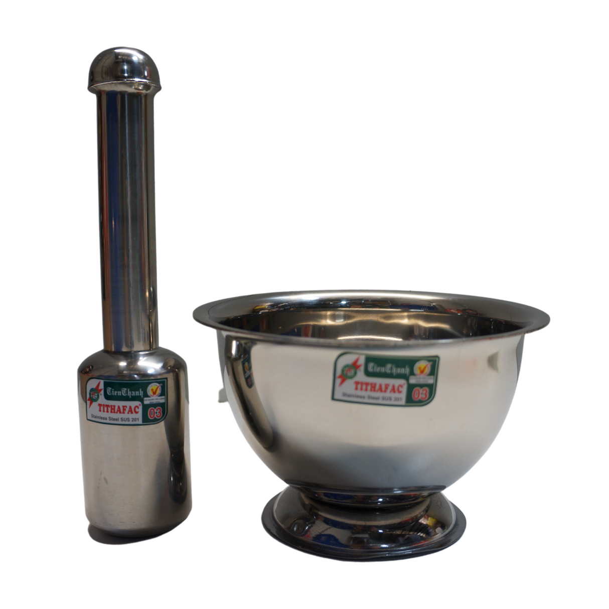 Tithafac Stainless Steel Mortar & Pestle 16cm 1set Back
