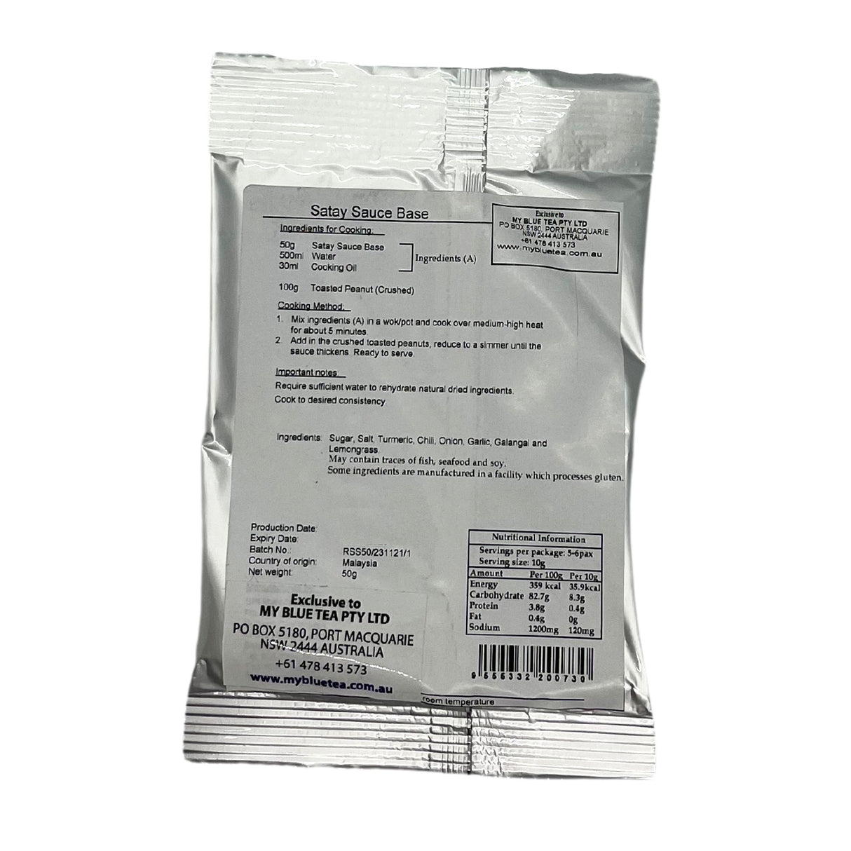 Spargo Mills Satay Sauce Base 50g Back