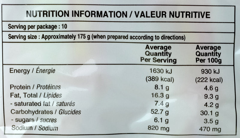 Indomie Mi Goreng Noodles 10 pack 850g Nutritional Information & Ingredients