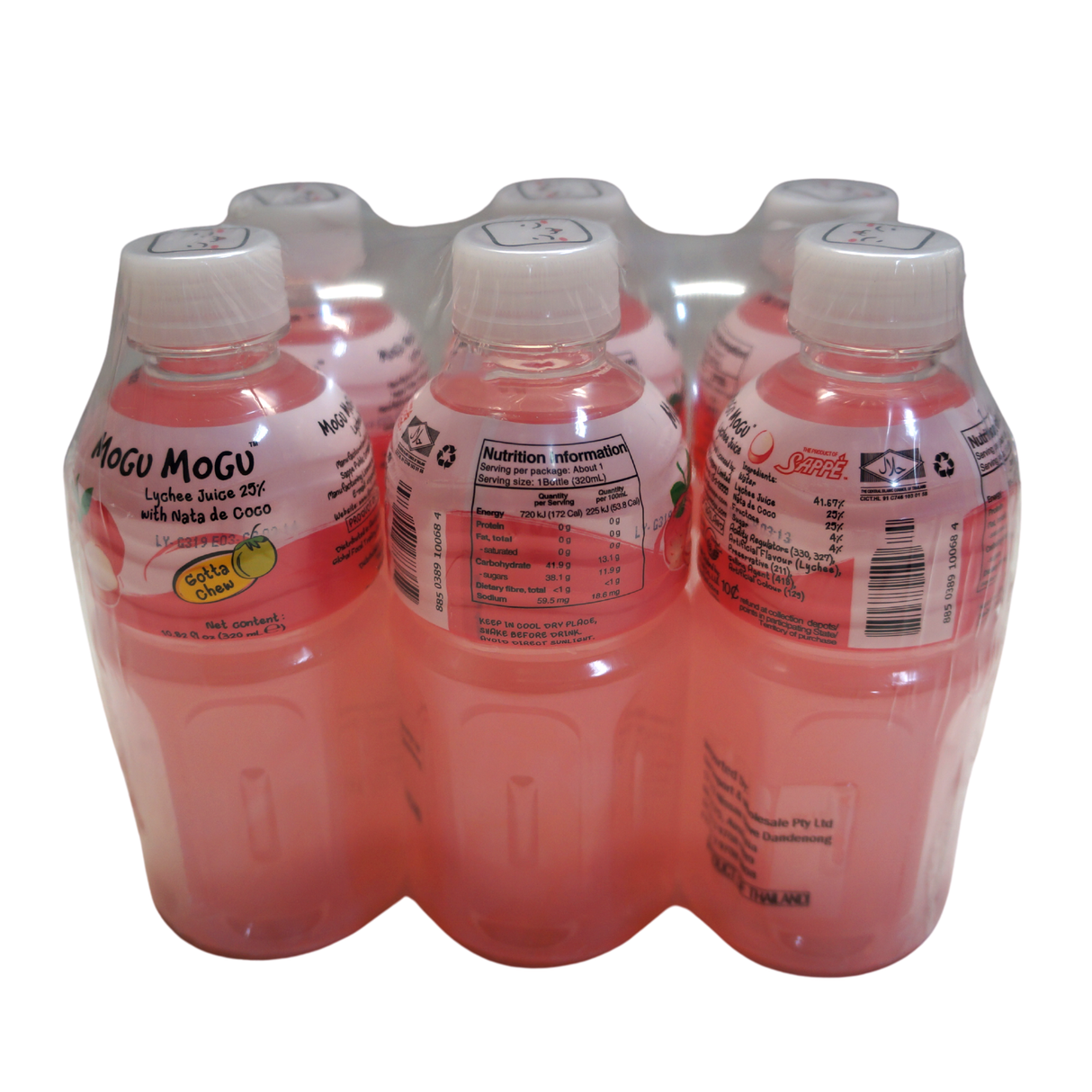 Mogu Mogu Lychee Juice with Nata De Coco 6pk 1.92Lt Front