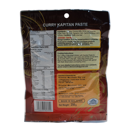 Richmond Curry Kapitan Paste 250g Back